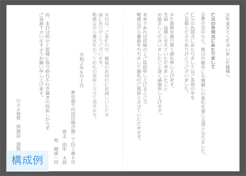 お礼状原稿